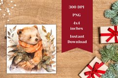 Watercolor Christmas Coaster, Christmas Bear Sublimation Product Image 2