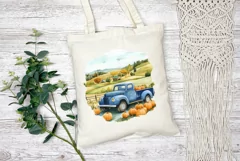 Blue Farm Truck Illustration, Farmhouse Sublimation Design Product Image 2