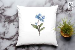 Blue Forget Me Not Flower Botanical Clipart Sublimation PNG Product Image 3