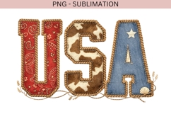 USA Patchwork PNG | Western Patriotic Letters PNG | Cowboy Product Image 2