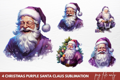 Christmas Purple Santa Claus Sublimation Product Image 1