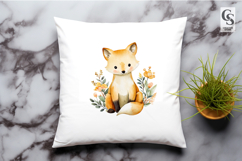 Cute Watercolor Baby Fox Clipart Sublimation PNG Product Image 3