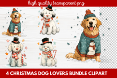 4 Christmas Dog Lovers Clipart | Festive Holiday Puppy PNG Product Image 1