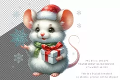 Christmas mouse clipart, Christmas clipart, Watercolor Product Image 2