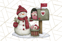 Valentine Snowman Clipart PNG Product Image 2