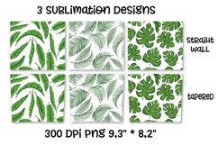 tropical leaves sublimation design. Skinny tumbler wrap Product Image 6