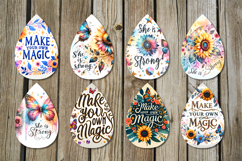 Motivating inscriptions | 8 Teardrop earring sublimation Product Image 2