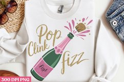 Pop clink fizz PNG, Happy New Year Sublimation Product Image 1