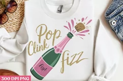 Pop clink fizz PNG, Happy New Year Sublimation Product Image 1
