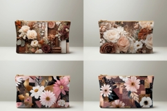 Boho Flowers Cosmetic Bag, Floral Cosmetic Bag Print Product Image 2