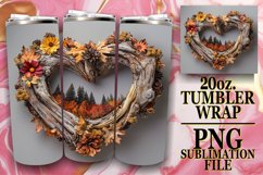 Woodland Romance Tumbler Sublimation - 3D Heart Frame Product Image 1