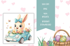 Floral Easter Car Square Coasters, Easter Car Sublimation Product Image 2