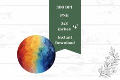 Fluid Art Round Earrings, Abstract Round Earring PNG Product Image 2