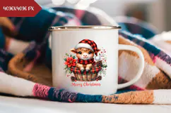 Cartoon Christmas Cow Illustration, Christmas Basket PNG Product Image 2