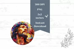 Christian Round Earring PNG, Jesus Earrings Sublimation Product Image 2