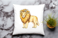Watercolor Floral Lion Clipart Sublimation PNG Product Image 2