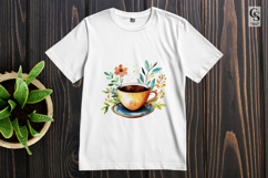 Watercolor Coffee Cup with Flowers Clipart Sublimation PNG Product Image 2