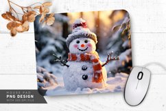 Smiling Snowman with Snow Covered Trees Mouse Pad Design Product Image 1