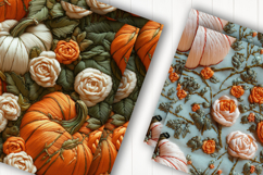 Autumn Pumpkin Rose Digital Paper Product Image 2