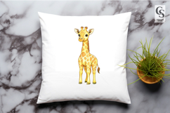 Cute Baby Giraffe Watercolor Clipart PNG Product Image 2