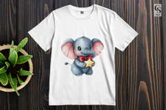 Cute Baby Elephant with Star Watercolor Clipart Sublimation Product Image 2