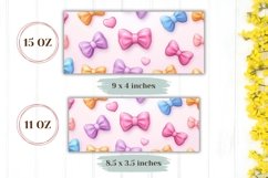 Pastel Bows Mug Wrap Design, Love Hearts Mug Template Product Image 2