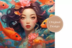 Kawaii Mermaid Sublimation Design, Asian Tumbler Wrap Design Product Image 2