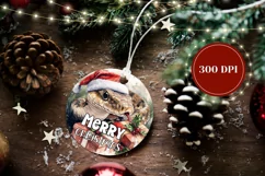 Merry Christmas Ornament PNG, Watercolor Snake Sublimation Product Image 2