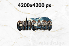 Chicago Skyline PNG, Vintage Windy City Lake Sublimation Product Image 2