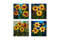 Stained Glass Coreopsis Flower Digital Paper Product Image 2