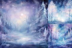 Watercolor misty winter forest printable digital papers Product Image 2