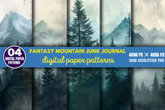 Fantasy Mountain Junk Journal Paper PNG Product Image 1
