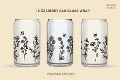 Flowers And Bee Wrap For Libbey Can Glass| Wildflowers SVG Product Image 3