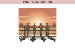 Western Cowboy Sunset PNG | Vintage Desert Cowboys Clipart Product Image 2