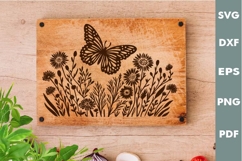 Floral Design, Wildflowers and Butterfly, Cutting board SVG Product Image 2