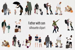 Fathers day clipart, Family clipart, Father and son, 18PNG Product Image 1