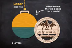 Snowshoeing Sport Medal SVG laser cut files for Glowforge Product Image 2