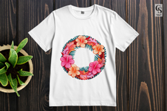Tropical Hibiscus Flower Wreath Clipart PNG Product Image 2