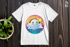 Cute Moon Cloud Clipart Sublimation PNG Product Image 2