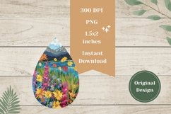 Flowers Teardrop Earrings PNG, Floral Earrings Template Product Image 2