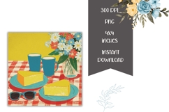 Cartoon Summer Square Coasters, Floral Square Coaster Design Product Image 2
