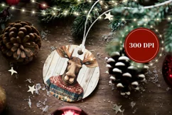 Winter Round Ornament PNG, Christmas Moose Ornament Design Product Image 2
