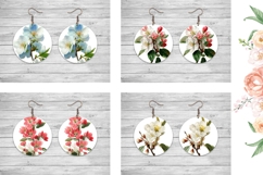 Flowers Round Earring Designs, Nature Earring Sublimation Product Image 2