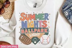 Summer nights ballpark light PNG ,Retro Baseball Sublimation Product Image 3