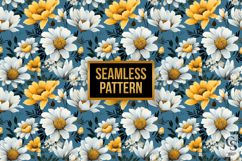 White and Blue Daisy Flowers Digital Paper Product Image 2
