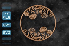 Floral Round Floral Sign SVG, Spring Welcome Sign SVG Product Image 1