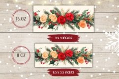 Floral Christmas Mug, Watercolor Flowers Mug Wrap Design Product Image 2