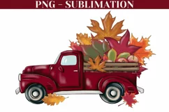Red Fall Truck Png Digital Download for Sublimation Product Image 1