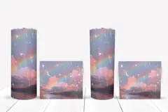 Moon Tumbler Design, Glitter Rainbow Tumbler, Stars PNG Product Image 2