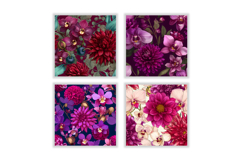Orchid &amp; Dahlia Flower Digital Paper | Flower Pattern Product Image 2
